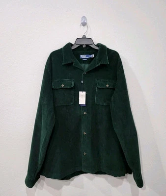 POLO RALPH LAUREN Men's Classic Fit Corduroy Button Up Camp Shirt Green Size XXL - Image 1 of 4