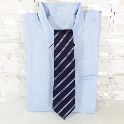 Corbata PSFA para Hombre Azul Marino Blanco Repp Rayas Clásica Formal Preppy Estrecha NUEVA Foto 1 de 4