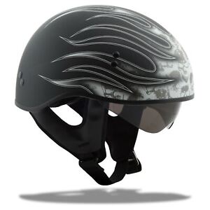 GMax GM65 Half Helmet Flat Black/White Flame - X-Small G1657433