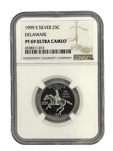 1999-S 25C Silver Proof Delaware Statehood Quarter NGC PF69 UCAM - Picture 1 of 2