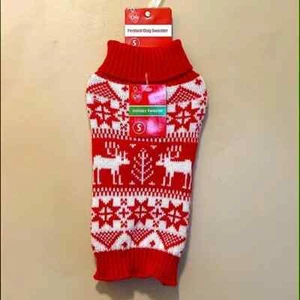 Suéter Pet Central Perro Copos de Nieve y Reno. Talla pequeña. Rojo y Blanco - Imagen 1 de 8