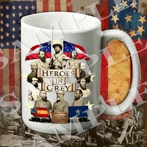Heroes in Grey CSA 15-ounce American Civil War themed coffee mug/cup - Picture 1 of 1