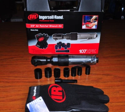 IR 107XPK Ingersoll Rand 3/8"Dr Air Ratchet+Gloves+Socket+Ex-Bar Made In Japen - Image 1 of 4