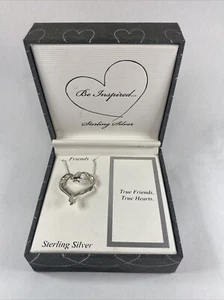 Sterling Silver Heart Necklace Friends be Inspired 16 In New But Box Damage Vtg - Picture 1 of 12