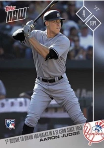 2017 TOPPS NOW #559 AARON JUDGE 1ST ROOKIE TO DRAW 100 WALKS SINCE 1953 - Picture 1 of 2