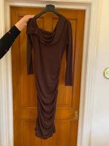 Amanda Wakeley Elements Burgundy Bodycon Ruched Dress Size 12 - Picture 1 of 10