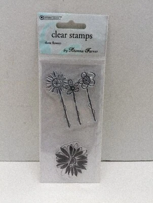 THREE FLOWERS Autumn Leaves Clear Stamps; Cardmaking card making 3 flower floral - Image 1 of 2