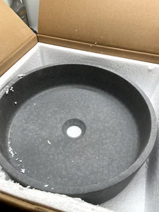 Vigo VG04061 Stone 15" Circular Concrete Vessel Bathroom Sink, Gray - Picture 1 of 1