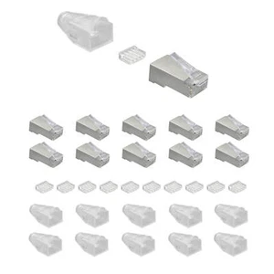 10x RJ45 Netzwerk Modular Crimp Stecker Cat6 Patchkabel geschirmt mit Tülle 5GB - Afbeelding 1 van 7