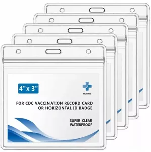 5 Pack Clear Vaccine Card Holder 4x3 Vaccine Record Card Protector waterproof - Bild 1 von 7