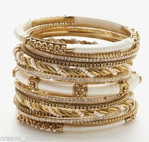 NEW Amrita Singh Rupal WHITE 15 Piece Bangle Set Lot Size 8 MSRP $100 KB355 - Picture 1 of 3