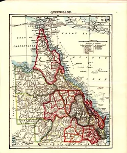 "QUEENSLAND" AUSTRALIA Antique original map 1907 - Picture 1 of 1