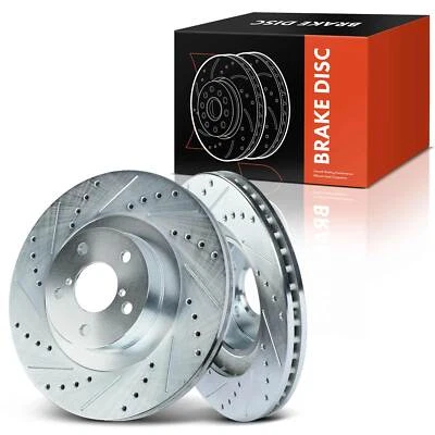 Front Drilled & Slotted Brake Rotors for Subaru Baja Impreza Legacy Outback Saab - Image 1 of 4