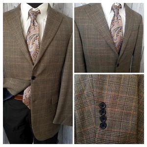 Austin Reed Men's Blazer Wool Brown Plaid Tweed 2 Bttn Coat 38-40r Small FLAW - Picture 1 of 19