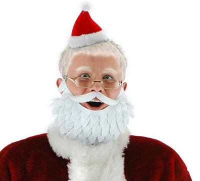 Santa Beard Hat Glasses Costume Kit Kris Kringle Adult Christmas Headgear - Image 1 of 2