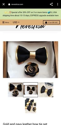 Золотой и черный галстуки-бабочки комплект с манжетами (Ts-E5) - Изображение 1 из 3