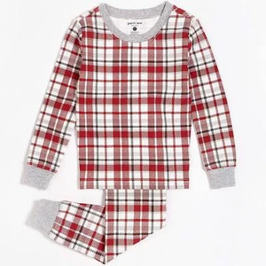 Petit Lem Kids Holiday Organic Cotton Fitted Pajama Set in Red Plaid Sizes 5, 6 - Picture 1 of 5