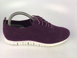 Cole Haan Women's  Zerogrand Stitchlite Purple Knit Wingtip Oxfords shoe Sz 9b