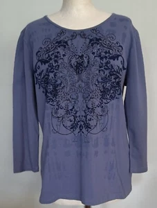 Damen Shirt, Gr. 44, blau, dreiviertel Arm, Baumwolle, Mark Adam - Bild 1 von 5