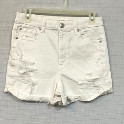 EUC American Eagle Stretch Women's Size 6  Jean Shorts Distressed, White - Image 1 of 4
