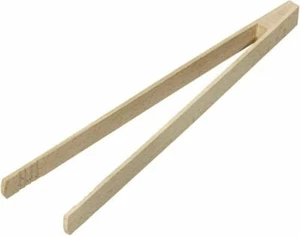 Chef Aid Multi Purpose Beechwood Toast Tongs Beige - Picture 1 of 1