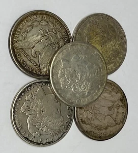 Lot of 5 1921 Morgan Silver Dollars - $5 Face 90% - Bullion - Issues 1/4 Roll - Picture 1 of 2