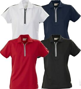 New Womens Polo Shirts Ladies Tipped Breathable Short Sleeve Anti Bacterial Top