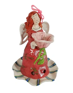 Heather Goldminc Angel Bird Feeder Figura/Soporte Tealight Blue Sky Clayworks - Imagen 1 de 15