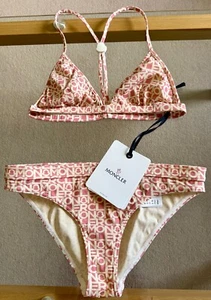 MONCLER ALLOVER LOGO PRINTED BIKINI PINK SIZE S NEW WITH TAGS £370 - Picture 1 of 12