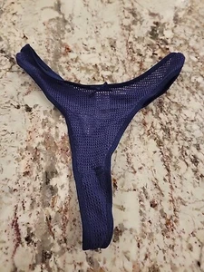 Vintage Fredericks Of Hollywood Jersey Style Thong Navy - Picture 1 of 4
