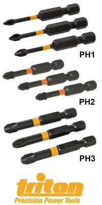 Triton High Torque Impact Drill Drive Phillips Screwdriver Bits 50mm Pack of 3