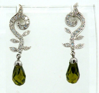 Lovely 18K Gold with Diamonds (1.0 ctw) and Peridot Earrings - Image 1 of 4