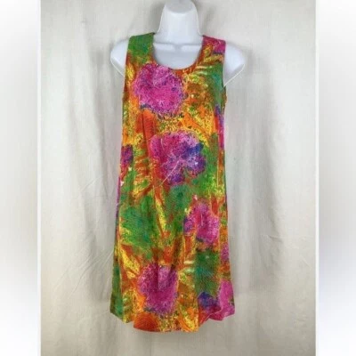 JAMS WORLD 90s Hawaiian A-Line Tropical Floral Vintage Dress hula moon Sz Med. - Image 1 of 4