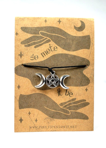 Triple Goddess Wish Bracelet - So Mote It Be - Charm on a Card - Pagan - Witch