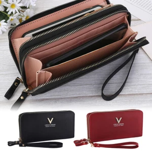Double Zipper Women Wallet Clutch Long Card Holder Phone Case Purse Handbag US - Picture 1 of 23