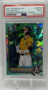 Max Muncy 2022 Bowman Chrome Sapphire 1st Aqua Refractor /55 PSA Mint 9! A’s - Picture 1 of 4