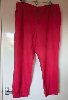 Phase Eight Coral Linen Tailored Wide Leg Trousers Size UK 14 Holiday Cruise - Image 1 of 4