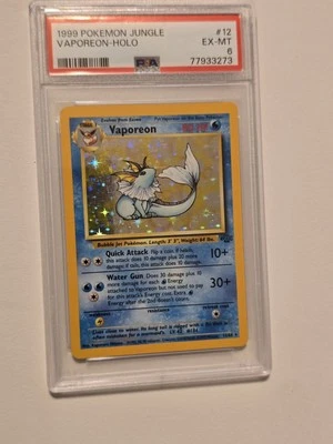 PSA 6 Vaporeon Holo 12/64 Jungle Pokemon Card 1999 - Image 1 of 2