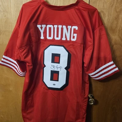 Camiseta firmada por Steve Young de los 49ers de San Francisco #8 autógrafo holograma certificado de autenticidad Foto 1 de 3
