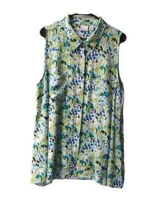 Kim Rogers Sleeveless 3XL Top Shirt Blue Green Vacation Cruise  - Image 1 of 4