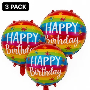 Happy Birthday Rainbow Foil Balloons 3 Pack Party Decor balloons - Picture 1 of 4
