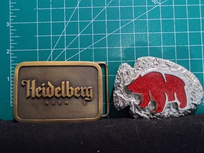 Hebilla de cinturón de oso punta de flecha india de cerveza Heidelberg vaquero artesanal de metal de colección Foto 1 de 3