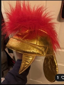 Halloween Roman gladiator￼helmet Cosume Brand New Gold & Red - Picture 1 of 5