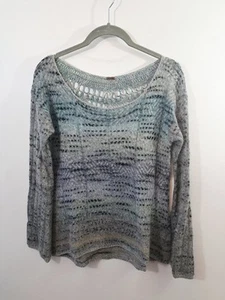 Free People Damen Pullover Pulli Gr. Mohair Mischung grau türkis & gehäkelt - Bild 1 von 6
