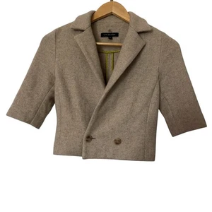 Cardigan blazer Lyn Devon donna marrone beige 100% cashmere ritagliato taglia 2 - Foto 1 di 5