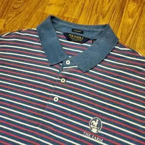 Polo Ralph Lauren Golf Shirt Men 2XL Blue Striped Performance Stretch The Farm  - Picture 1 of 9