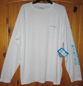 New COLUMBIA PFG White L/S OMNI SHADE Wick Fishing OUTDOOR SHIRT UPF 50 Men L - Picture 1 of 6