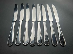 8 Dinner KNIVES International Silver DIAMOND ANTIQUE PEARL Stainless Flatware - Picture 1 of 4