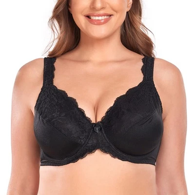 Underwire Full Coverage Bra Wide Straps Support Panel Plus Size 32-54C-F G H I J - Image 1 of 4