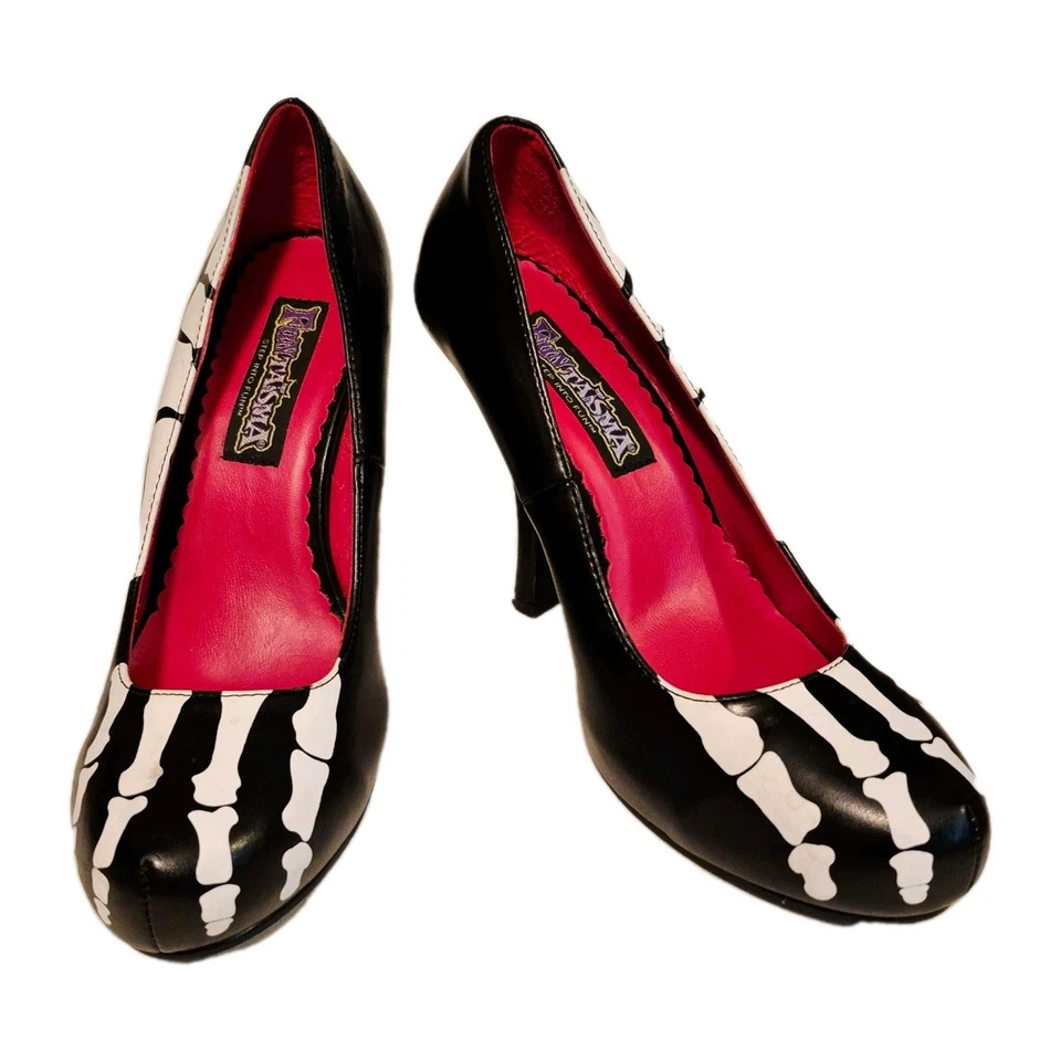 Funtasma X-Ray 12 Skeleton Women's Size 9 Black White High Heels - Image 1 of 4